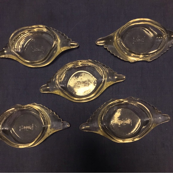 GLASBAKE CRAB DISH, J-116 CLEAR GLASS, SET OF 5 made in USA. - Picture 3 of 8